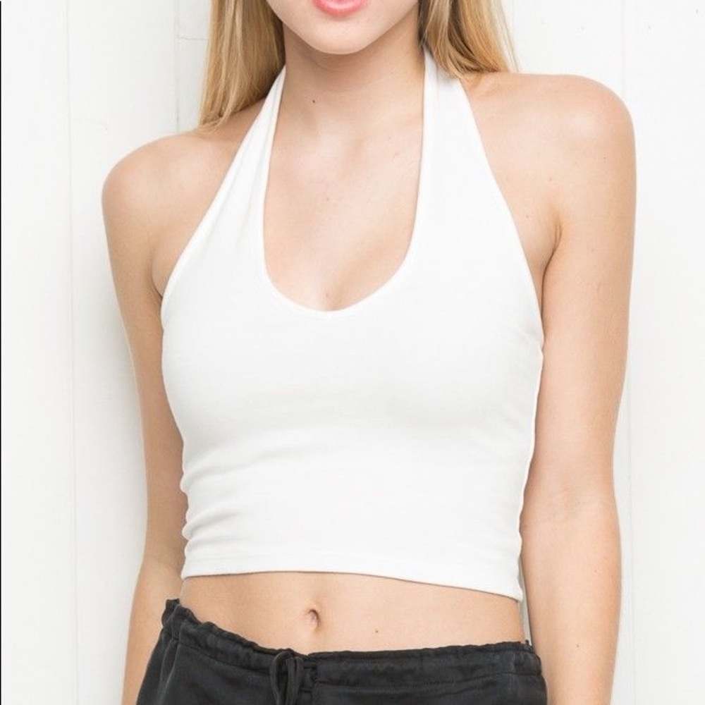 brandy melville white halter top